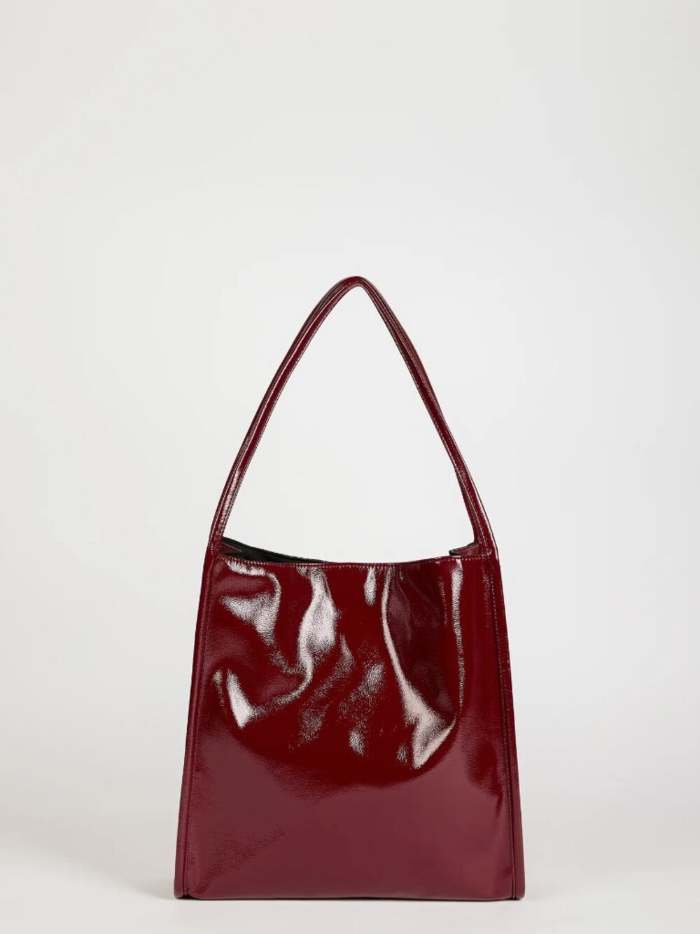 GLASSWORKS LONDON Burgundy high shine PVC tote bag NWT